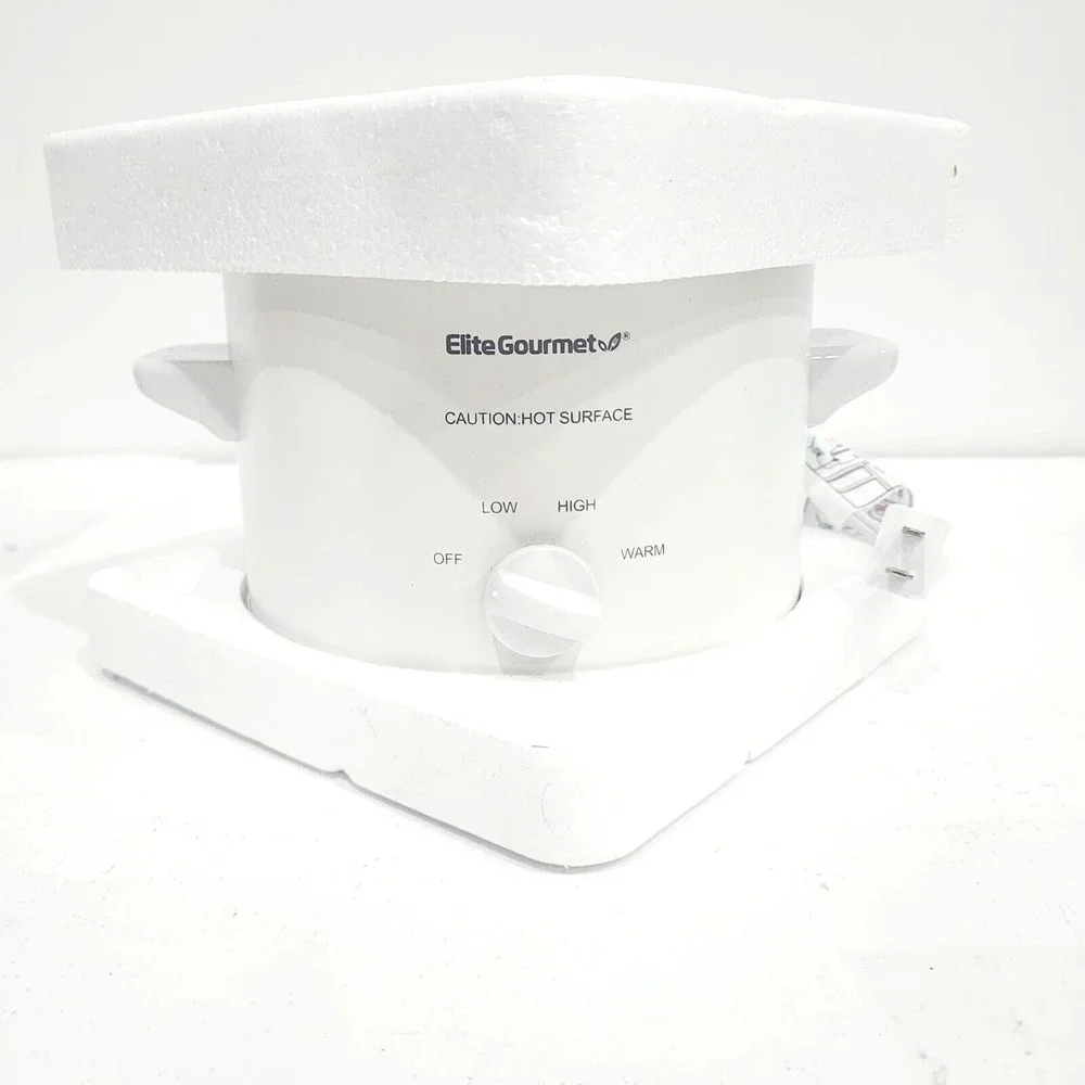 Elite Gourmet MST-250XW# Electric Slow Cooker Ceramic Pot Adjustable Temp 1.5Qua